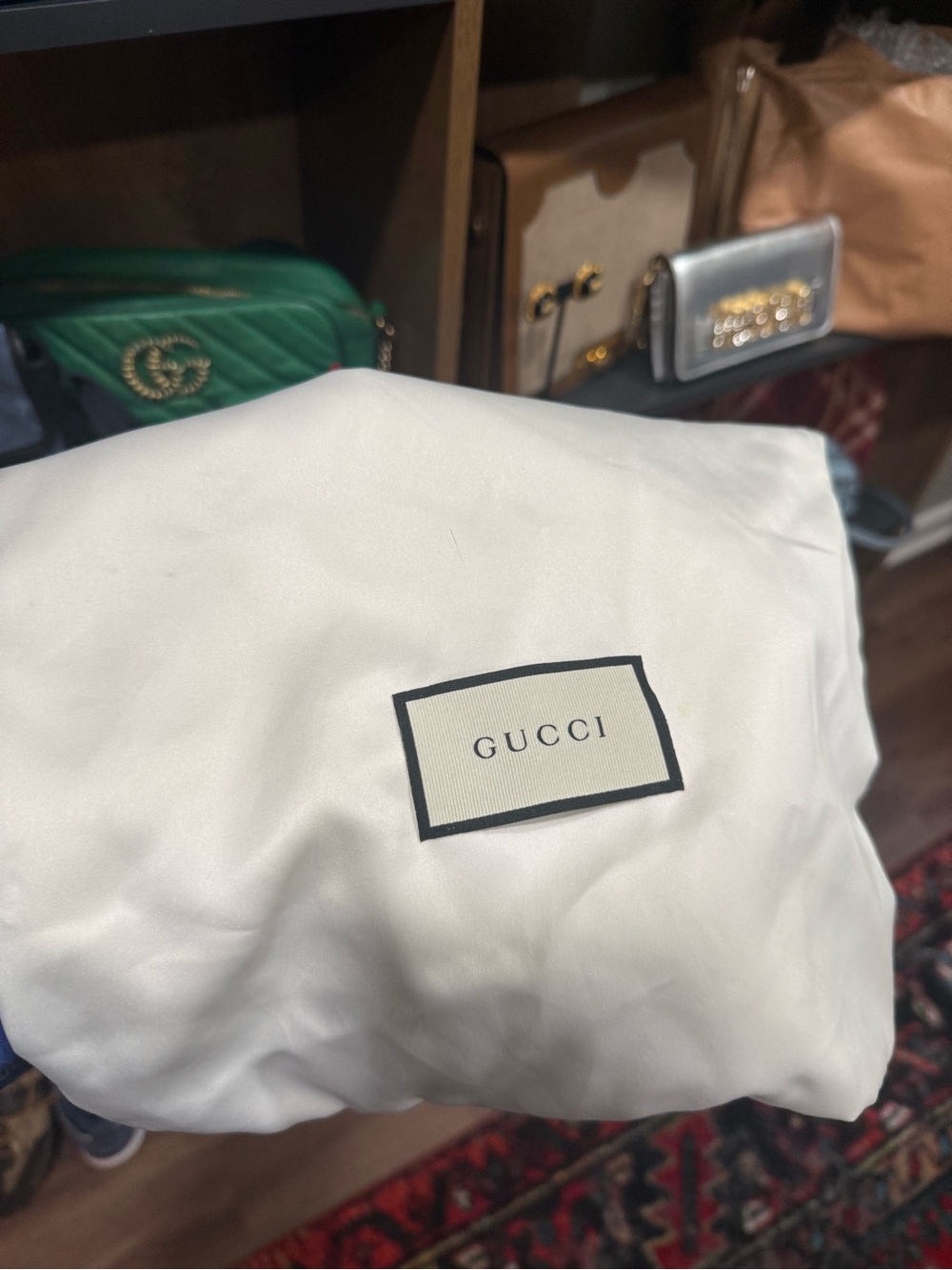 Gucci GG Marmont Small Camera Bag Green Matelassé Leather Crossbody Dustbag - Picture 15 of 15